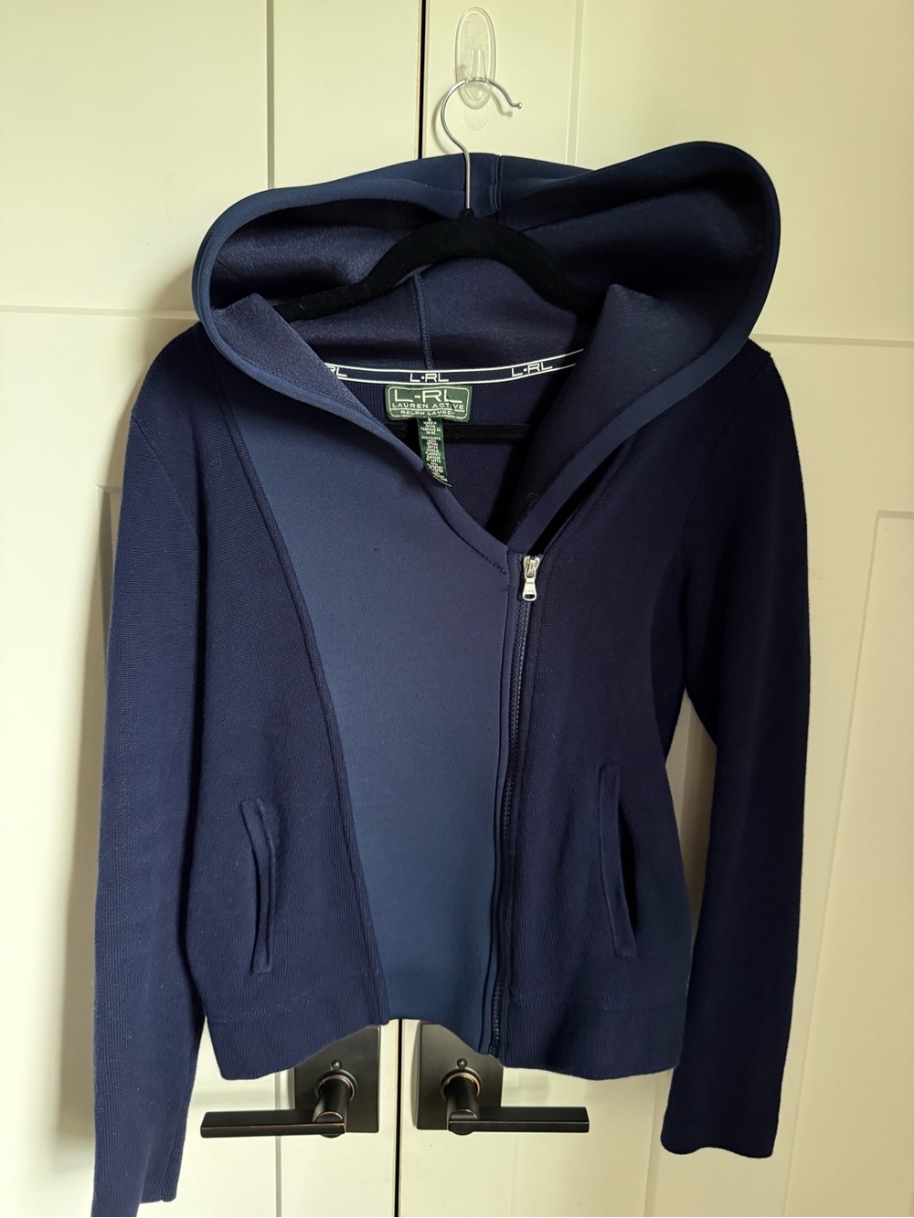 Ralph Lauren Navy Hooded Bomber Jacket size S. EUC.